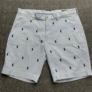 Polo Ralph Lauren Seersucker Shorts Size 36 Classic Fit 9" Embroidered Mens